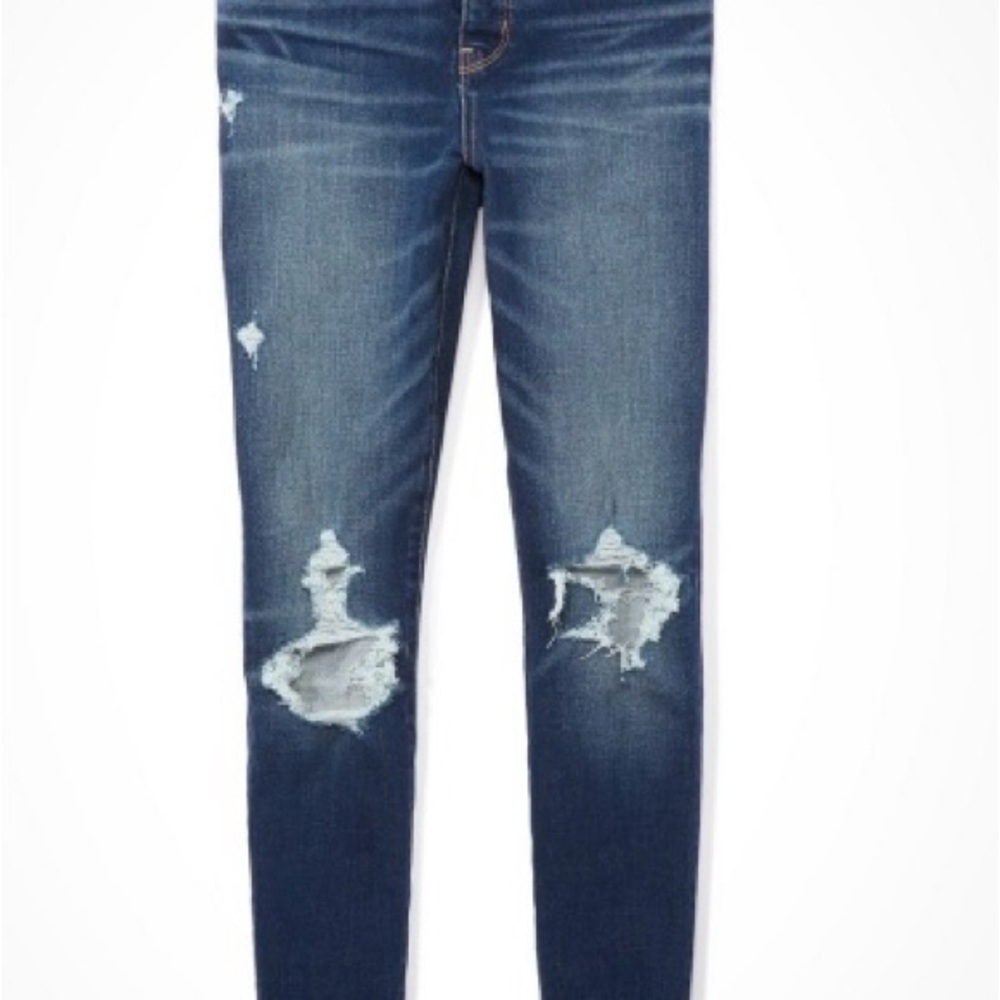 American Eagle Outfitters Dark Blue Distressed Skinny Jeans